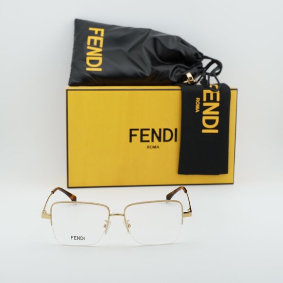Fendi FE50107F 030 Square Eyeglasses - Gold 53mm main image 4